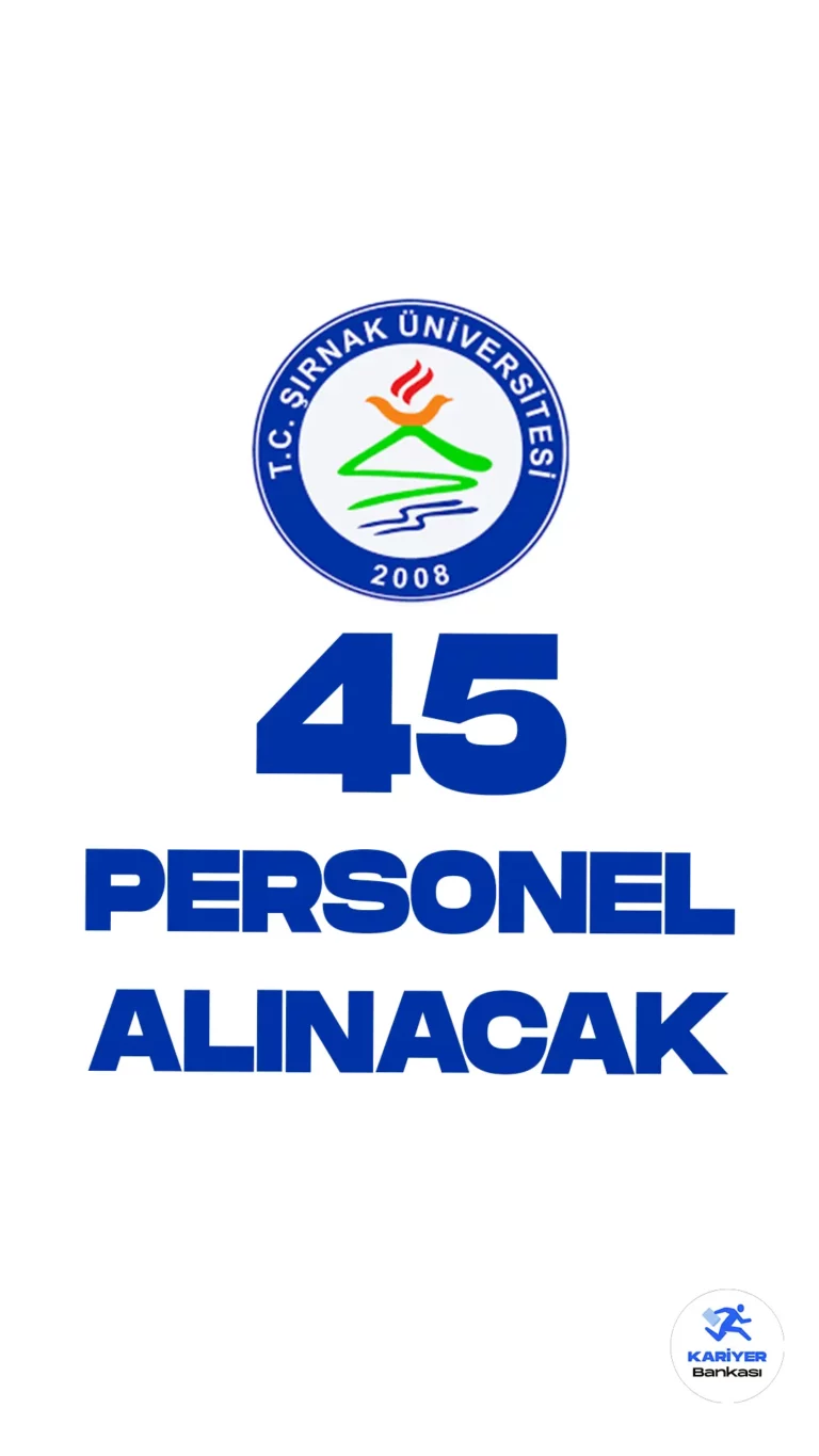 Şırnak Üniversitesi personel alımı duyurusu yayımlandı. Resmi Gazete'nin 8 Haziran 2023 tarihli yayımlanan duyurusunda, Üniversiteye büro personeli, destek personeli(temizlik personeli, şoför) diyetisyen, koruma ve güvenlik görevlisi, kütüphaneci, mühendis, spor uzmanı, tekniker, teknisyen unvanlarında 45 sözleşmeli personel alımı yapılacağı aktarıldı. Başvuru işlemleri 8 Haziran-22 Haziran 2023 tarihleri arasında gerçekleştirilecektir.Başvuru yapacak adayların belirtilen genel ve özel şartları taşıması gerekmektedir.