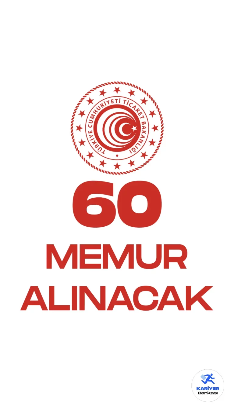 Ticaret Bakanlığı memur alımı için başvuru işlemleri devam ediyor. İlgili alım duyurusu Cumhurbaşkanlığı SBB'de yayımlanmış, Bakanlığa sınavla 60 memur alımı yapılacağı aktarılmıştı. Başvurular 12 Haziran 2023 tarihine kadar alınacak. Başvuru yapacak adayların başvuru şartlarını dikkatle incelemesi gerekmektedir.