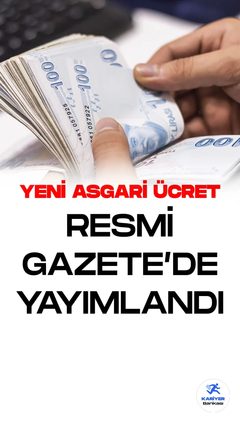 Asgari Ücret Tespit Komisyonu, 1 Temmuz 2023 tarihinden itibaren asgari ücretin brüt 13.414 TL, net 11.402 TL olarak belirlenmesine yönelik kararını Resmi Gazete'de yayımladı.
