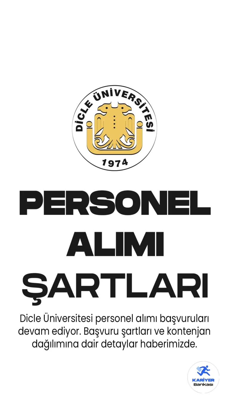 Dicle Üniversitesi personel alımı başvuruları devam ediyor. İlgili alım duyurusu Resmi Gazete'de yayımlanmış, Üniversiteye 32 sözleşmeli personel alımı yapılacağı aktarılmıştı. Başvurular 18 Haziran 2023 tarihine kadar online başvuru şeklinde alınıyor. Başvuru yapacak adayların genel ve özel şartları taşıması gerekmektedir.