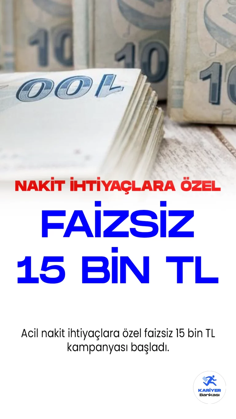Akbank'tan Faizsiz 15 Bin TL Taksitli Nakit Avans Kampanyası.Akbank, müşterilerine sunduğu avantajlı finansal çözümlerle dikkatleri üzerine çekmeye devam ediyor. Son kampanyasıyla, hızlı ve kolay bir şekilde nakit ihtiyaçlarını karşılamak isteyenlere özel bir fırsat sunuyor.