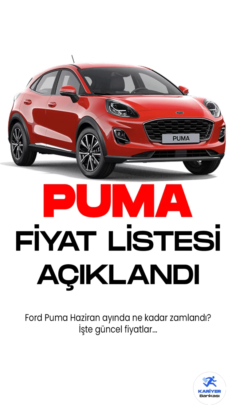 Ford Puma Haziran 2023 Fiyat Listesi Açıklandı! Ford Puma, kompakt SUV segmentinde yeni bir dönemi başlatıyor. Yenilikçi tasarımı ve üstün performansıyla dikkat çeken Puma, sürüş keyfini zirveye taşıyor. Geniş iç mekanı, ergonomik koltukları ve yüksek teknolojili donanımıyla sürücü ve yolcularına konforlu bir deneyim sunuyor. Puma'nın güçlü motor seçenekleri, dinamik bir sürüş sağlarken düşük yakıt tüketimiyle çevre dostu bir seçenek sunuyor. Gelişmiş güvenlik özellikleri, aktif ve pasif koruma sistemleriyle kullanıcıların güvenliğini en üst düzeyde sağlıyor. Ford Puma, tarzı ve performansı bir arada sunan bir SUV deneyimi için ideal bir tercih oluşturuyor.