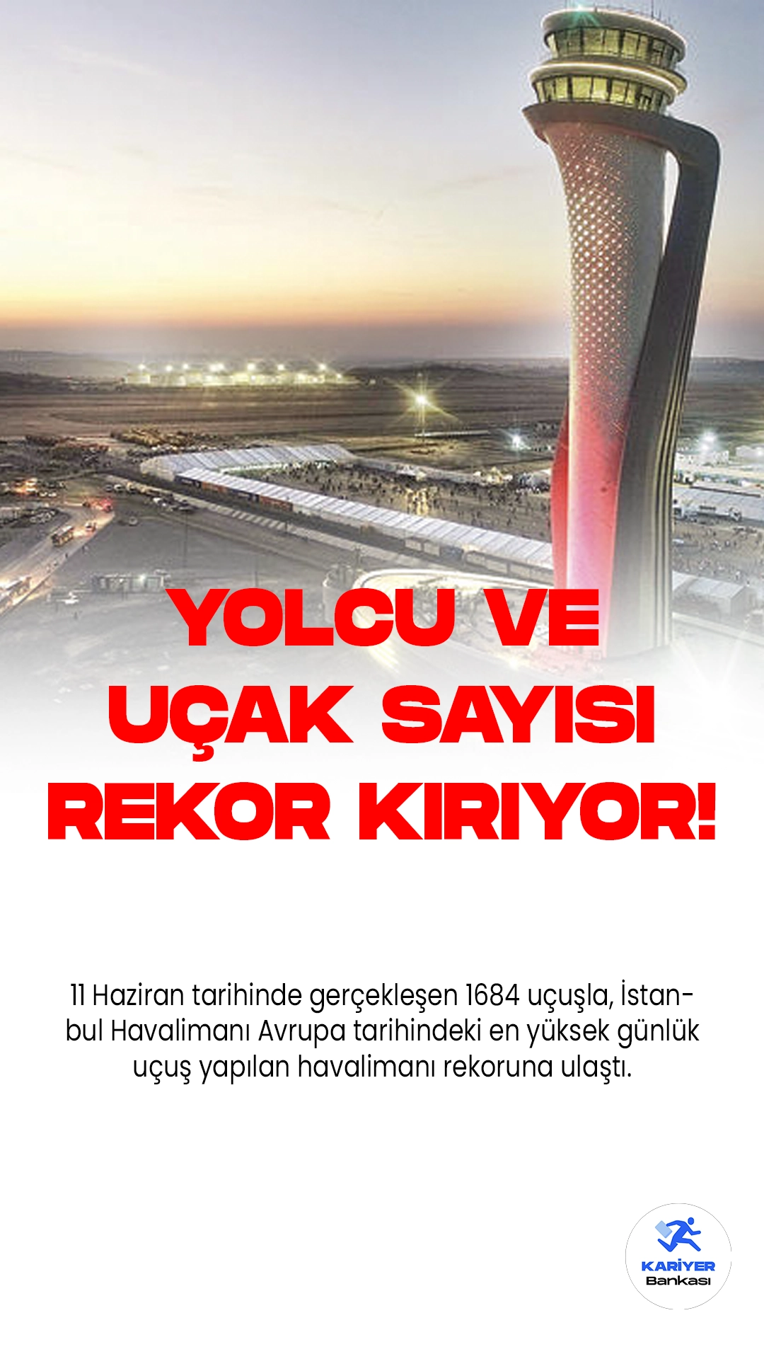 İstanbul Havalimanı, Cumhurbaşkanı Erdoğan'ı Taşıyan "TC-ANK" Uçağıyla İlk Seferini Gerçekleştirdi.Cumhurbaşkanı Recep Tayyip Erdoğan'ı taşıyan "TC-ANK" isimli uçağın ilk seferi, 21 Haziran 2018 tarihinde gerçekleştirilerek İstanbul Havalimanı'nın resmi açılışı ise 29 Ekim 2018 tarihinde yapıldı. Bugüne kadar ise İstanbul Havalimanı, tam 1 milyon 447 bin 716 uçak tarafından kullanıldı.