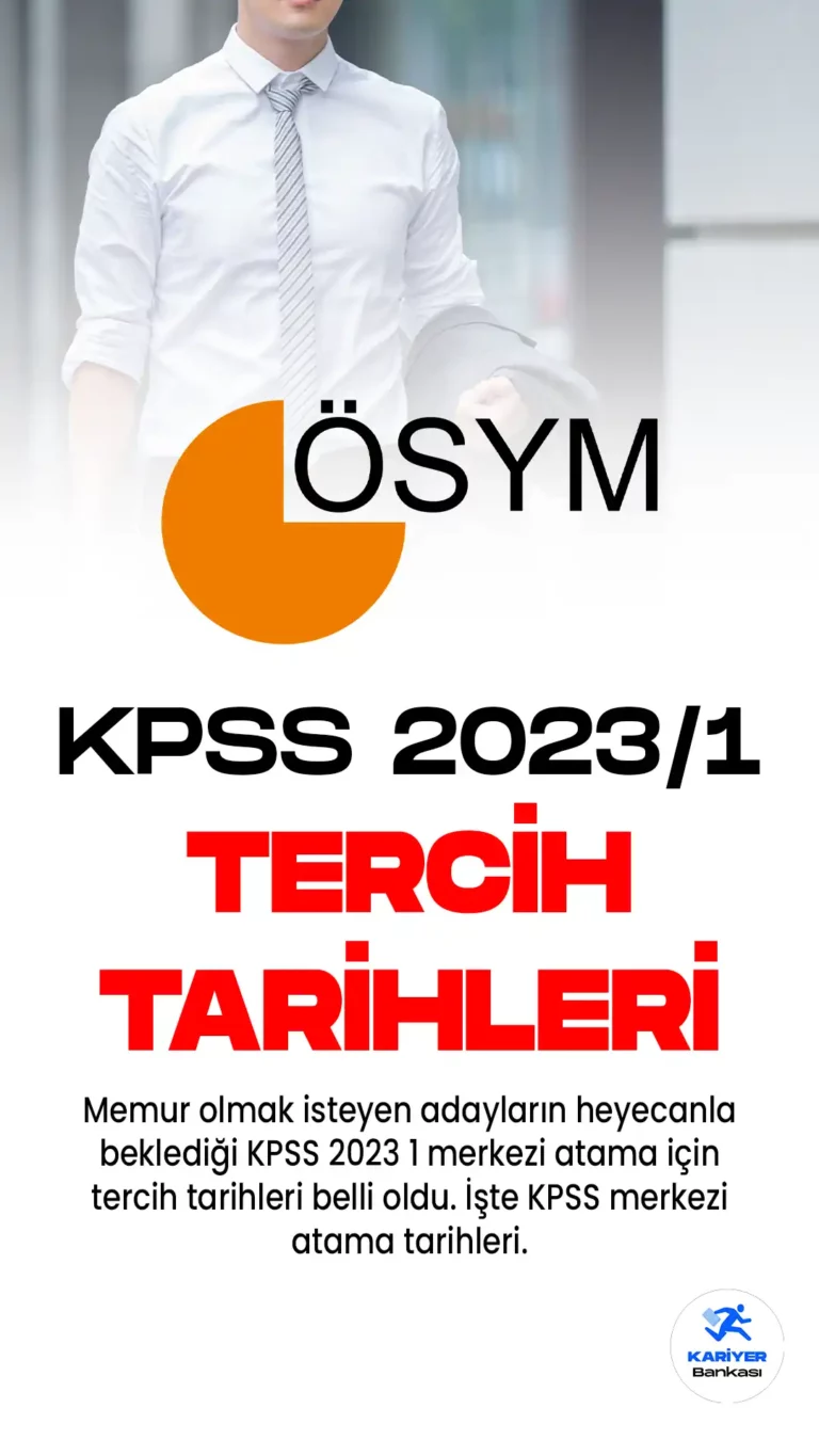Milyonlarca memur adayının heyecanla beklediği merkezi atama tercih sürecinde geri sayım sürüyor. KPSS 2023-1 ve KPSS 2023/2 tercihler için tarihler belli oldu.