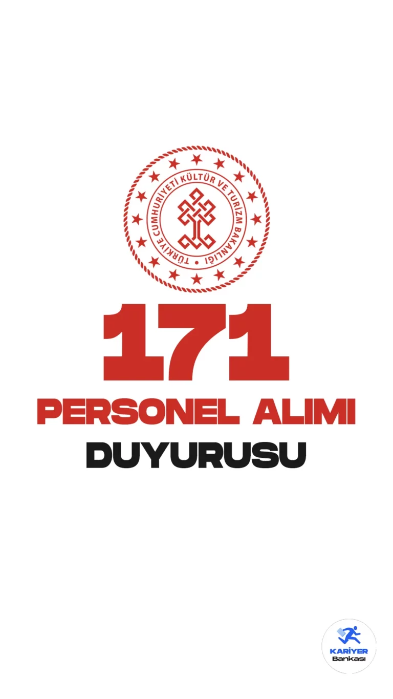 Kültür ve Turizm Bakanlığı 171 personel alımı yedek adayları hakkında duyuru yayımlandı. Bakanlık resmi sayfasından yayımlanan duyuruya göre,  23.01.2023- 12.02.2023 tarihleri arasında alınan 171 Sözleşmeli Personel Alımı kapsamında, atamaya esas belgelerini teslim etmeyen, feragat eden ve kriterleri tutmayan adayların yerine yerleştirilen yedek adayların listelerinin paylaşıldığı aktarıldı.