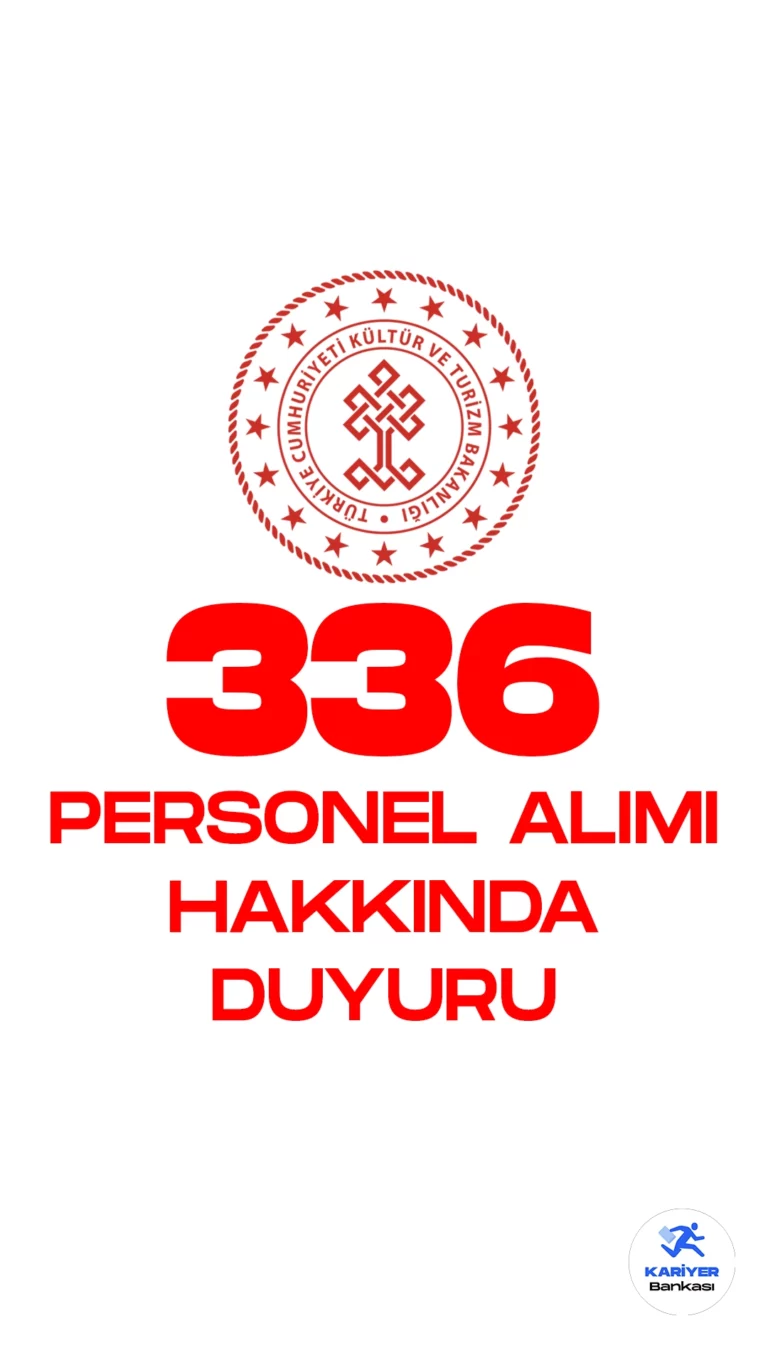 Kültür ve Turizm Bakanlığı 336 Personel Alımı Yedek Adayları Hakkında Duyuru Yayımladı. Kültür ve Turizm Bakanlığı resmi internet sitesi üzerinden yayımlanan 171 sözleşmeli personel alımı ve 165 sözleşmeli personel alımı yedek adaylarıyla ilgili duyurularda atamaya esas belgelerini teslim etmeyen, feragat eden ve kriterleri tutmayan adayların yerine yerleştirilen YEDEK ADAYLARIN listelerine yer verildiği aktarıldı.