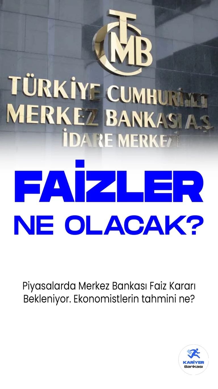 Piyasalarda Merkez Bankası Faiz Kararı Bekleniyor: Ekonomistlerin Tahmini Yüzde 19,25 Artış.Piyasaların odak noktası, Merkez Bankası'nın faiz kararında bulunuyor. Kararın yarın açıklanmasından önce, piyasalarda dalgalı bir seyir yaşanıyor. Ekonomistlere göre, politika faizi 1075 baz puanlık bir artışla yüzde 19,25'e yükseltilecek.
