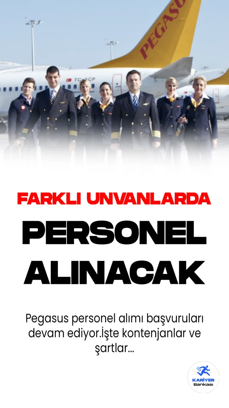 Pegasus personel alımı için başvuru işlemleri devam ediyor. İlgili alım duyurularına göre Pegasus'a mekanik teknisyeni, kıdemli ekip planlama uzmanı, uçak yükleme işçisi, simülatör teknisyeni, simülatör şef teknisyeni, şoför-idari işler(engelli) unvanlarında olmak üzere personel alımları yapılacak. Başvuru yapacak adayların başvuru şartları taşıması gerekmektedir.