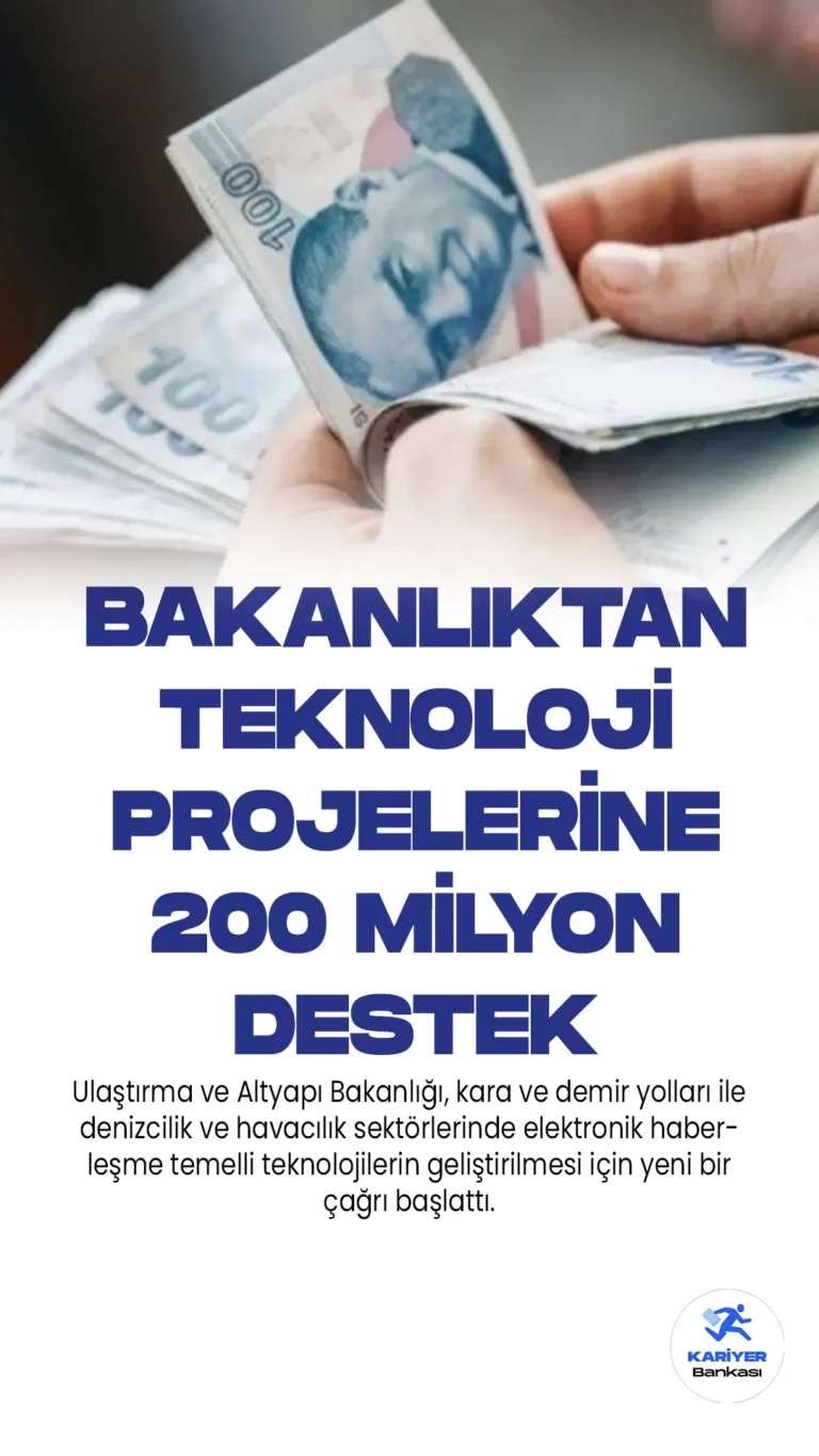 Ulaştırma Bakanlığından Haberleşme Teknolojileri Projelerine 200 Milyon TL Destek.Ulaştırma ve Altyapı Bakanlığı, kara ve demir yolları ile denizcilik ve havacılık sektörlerinde elektronik haberleşme temelli teknolojilerin geliştirilmesi için yeni bir çağrı başlattı. "Ulaştırma Sektöründe Haberleşme Teknolojileri Projelerinin Desteklenmesi Çağrı Programı" kapsamında AR-GE projelerine 200 milyon lira destek sağlanacak.