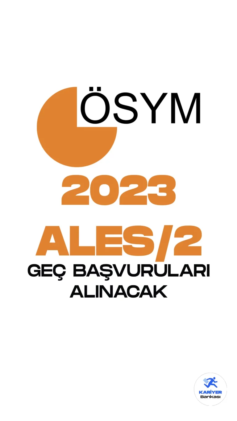 2023-ALES/2 Geç Başvuruları Alınacak. ÖSYM resmi sayfasından yayımlanan duyuruya göre, Akademik Personel ve Lisansüstü Eğitimi Giriş Sınavı (2023-ALES/2) için geç başvurularının alındığı aktarıldı. Başvurular bugün(19 Temmuz) saat 23:59'da sona erecek. Başvuru yapacak adayların kılavuzu dikkatle incelemesi gerekmektedir.