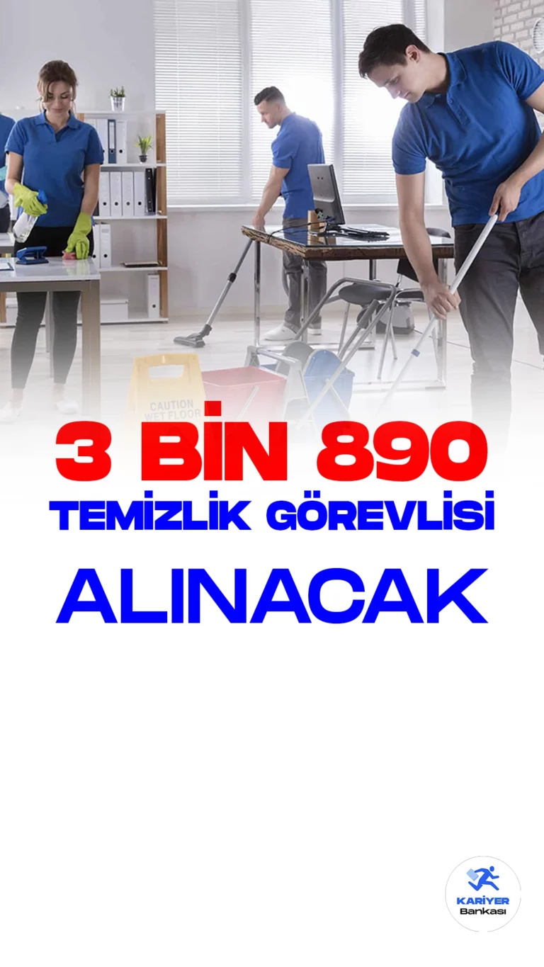 İŞKUR üzerinden temizlik görevlisi alımı duyuruları yayımlandı. Özel sektör firmaları tarafından yayımlanan duyurulara göre, 3 bin 890 temizlik görevlisi alımı yapılacağı aktarıldı. Başvuru yapacak adaylarda en az ilkokul mezuniyet şartı aranıyor. Her firmanın başvuru şartları değişiklik gösterebilir. Bu nedenle adayların belirtilen şartları dikkatle incelemesi gerekmektedir.