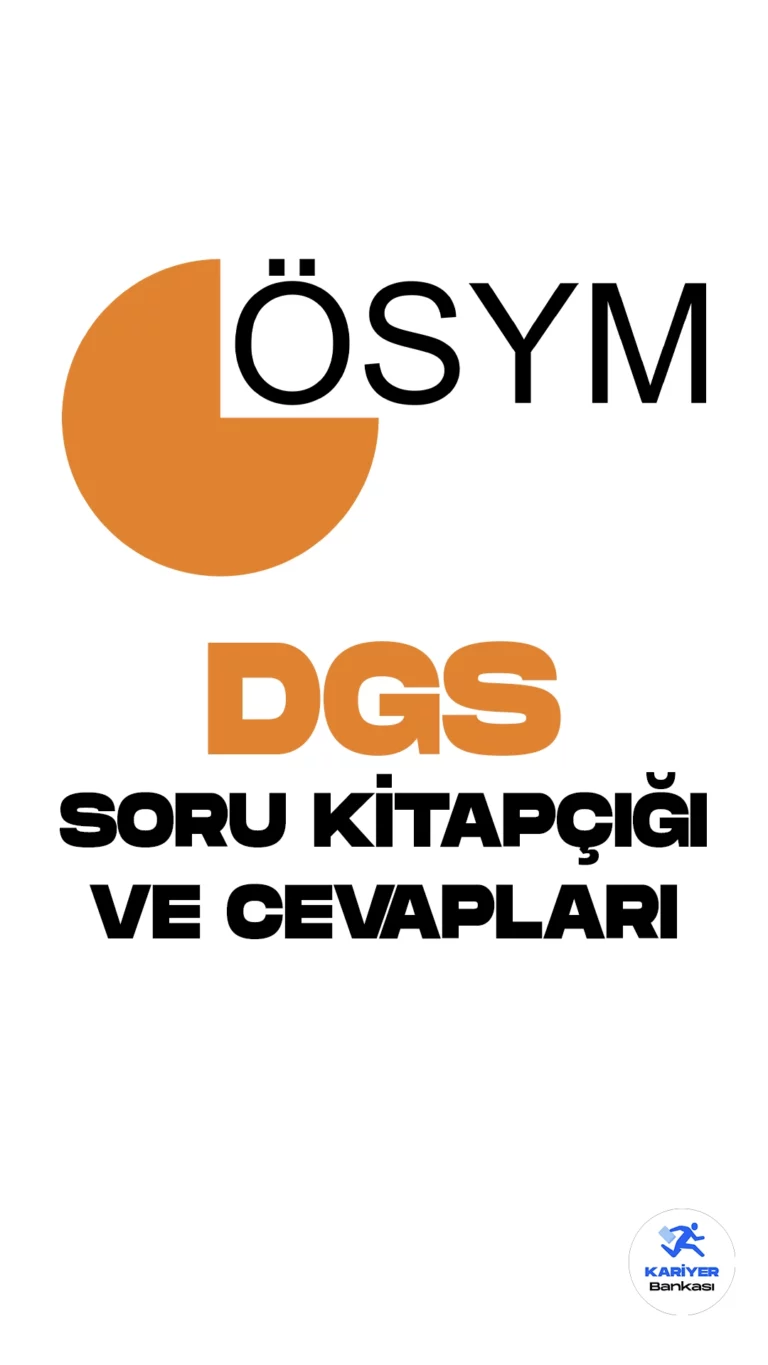 2023-DGS: Temel Soru Kitapçığı ve Cevap Anahtarı Yayımlandı. ÖSYM resmi sayfasından "16 Temmuz 2023 tarihinde uygulanan 2023 Dikey Geçiş Sınavı’nın (2023-DGS) Temel Soru Kitapçığı ile Cevap Anahtarı’nın %10’u aşağıdaki bağlantıda erişime açılmıştır." ifadelerine yer verildi.