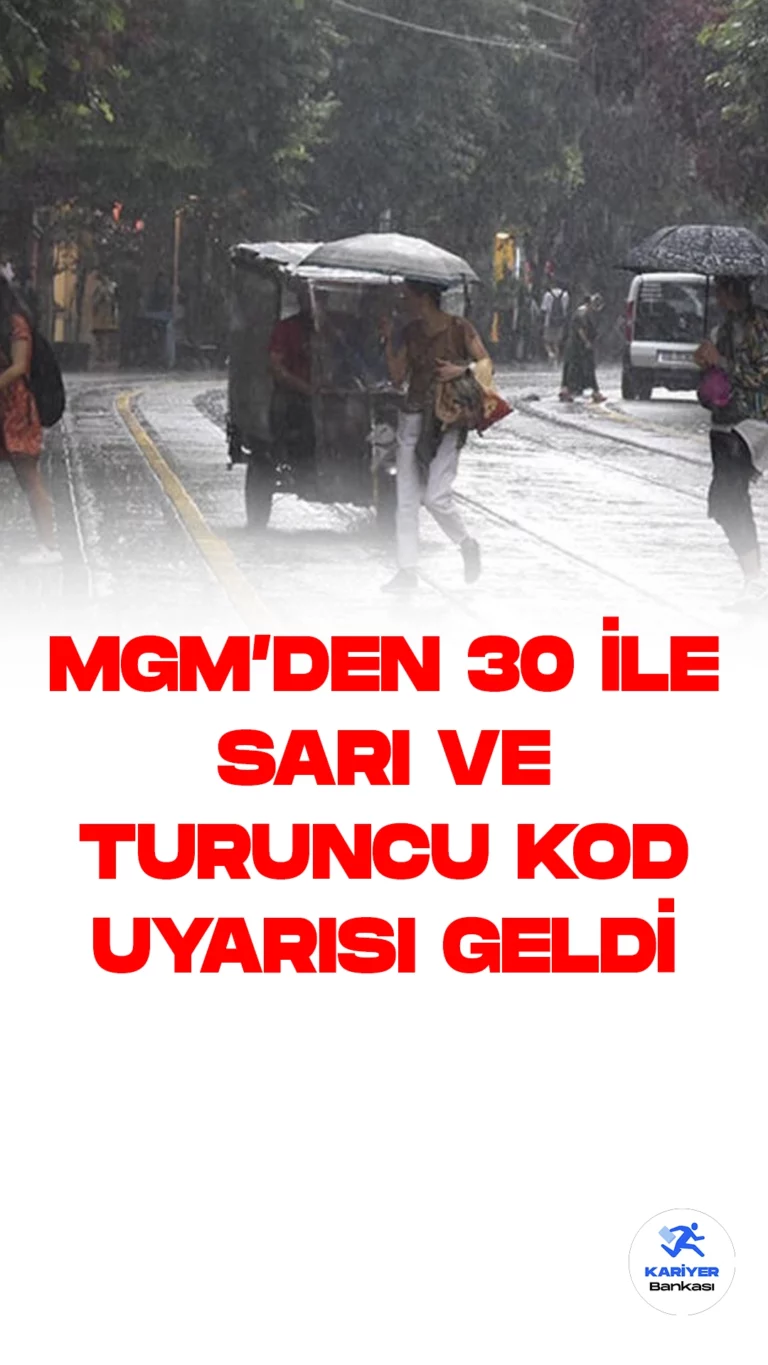 Meteoroloji Genel Müdürlüğü'nden Kuvvetli Yağış Uyarısı: Turuncu ve Sarı Kodla İlleri Etkiliyor.