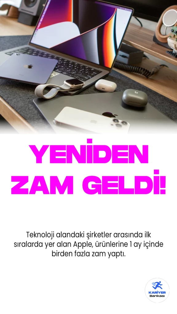 Apple Ürünlerine Yeniden Zam Geldi! Teknoloji şirketleri arasında ilk sıralarda yer alan Apple, 1 ay içinde ürün fiyatlarını birden fazla güncelledi. Değişen döviz kurları nedeniyle sık aralıklarla Apple, iPhone, MacBook, Apple Watch, AirPods, iPad ürünlerine zam yaptı. Dün gece internet sitesini satışa kapatan ve zamlı fiyatlar için hazırlayan Apple, bu sabah itibariyle güncel fiyat listelerini yayımlandı. En uygun iPhone SE 24.914 TL'den satışa sunulurken, en pahalı iPhone 14 Pro Max 128 GB 67.118 TL'den satışa sunularak fiyat listesinde yerini aldı. İşte güncel fiyatlar..