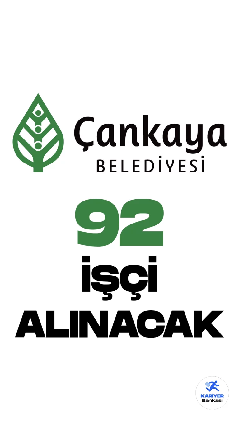 Çankaya Belediyesi 92 işçi alımı yapacak.Türkiye İş Kurumu resmi sayfasından yayımlanan duyuruda, Çankaya belediyesine 92 beden işçisi alımı yapılacağı aktarıldı. Başvuru yapacak adayların belirtilen şartları dikkatle incelemesi ve taşıması gerektiği kaydedildi. Başvurular 11 Temmuz 2023 tarihinde sona erecek.