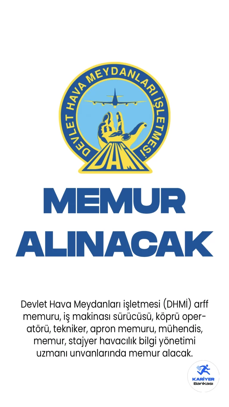KPSS 2023/1 ile Devlet Hava Meydanları işletmesi (DHMİ) Memur Alımı Yapacak. ÖSYM üzerinden KPSS 2023/1 tercih kılavuzu yayımlanmasıyla, DHMİ'ye arff memuru, iş makinası sürücüsü, köprü operatörü, tekniker, apron memuru, mühendis, memur, stajyer havacılık bilgi yönetimi uzmanı unvanlarında olmak üzere ön lisans ve lisans mezunu adaylardan merkezi atama ile memur alımı yapılacağı aktarıldı. Başvuru yapacak adayların kılavuzu dikkatle incelemesi gerektiği kaydedilirken, adayların her unvan için belirtilen nitelik kodlarına göre tercih yapması gerektiği belirtildi. 