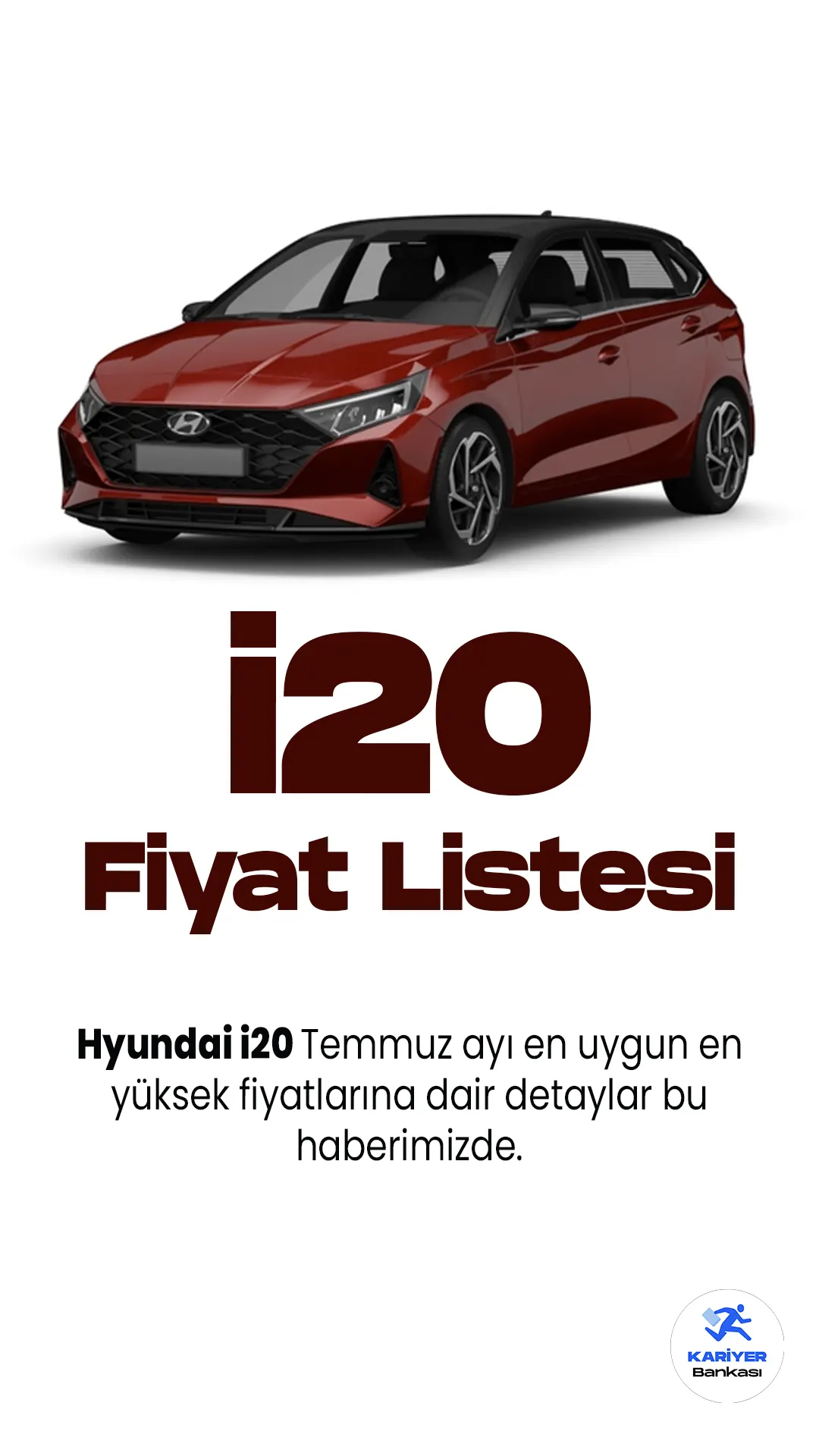 Hyundai i20 Temmuz Fiyat Listesi Yayımlandı.Hyundai, kompakt sınıfta dikkat çeken araç modeli i20'yi güncelleyerek yeniden tanıttı. Yenilikçi tasarımı, teknolojik donanımları ve performansıyla öne çıkan yeni i20, otomobil tutkunlarının gözdesi olmaya devam ediyor.