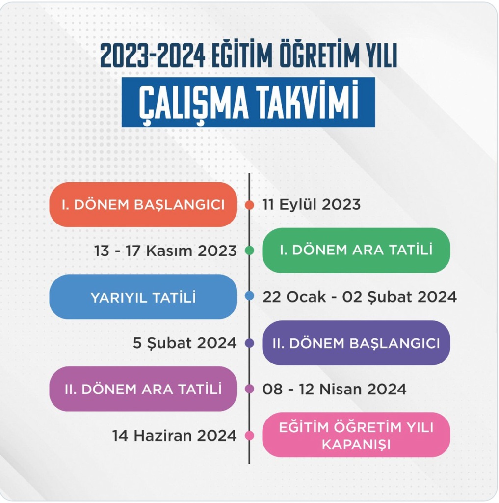 2023-2024 EĞİTİM ÖĞRETİM YILI ÇALIŞMA TAKVİMİ