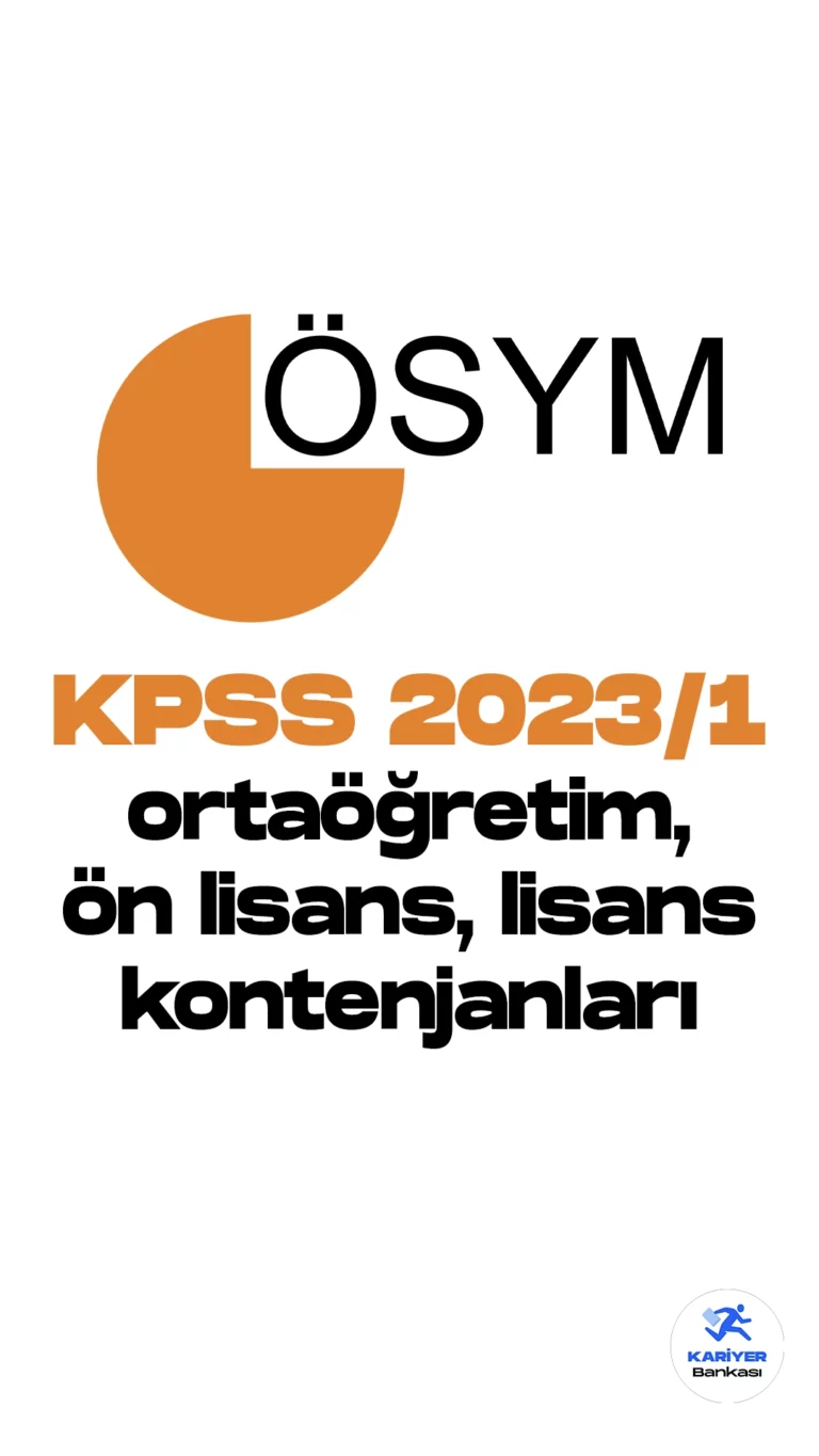ÖSYM, KPSS 2023/1 tercih kılavuzunun yayımlanmasıyla Ortaöğretim, Ön Lisans ve Lisans kontenjan dağılımları da belli oldu. Adayların tercihlerini 6 Temmuz- 13 Temmuz 2023 tarihleri arasında ÖSYM'nin  https://ais.osym.gov.tr adresi üzerinden gerçekleştirebileceği aktarılırken, kılavuzun dikkatle incelemesi gerektiği kaydedildi.