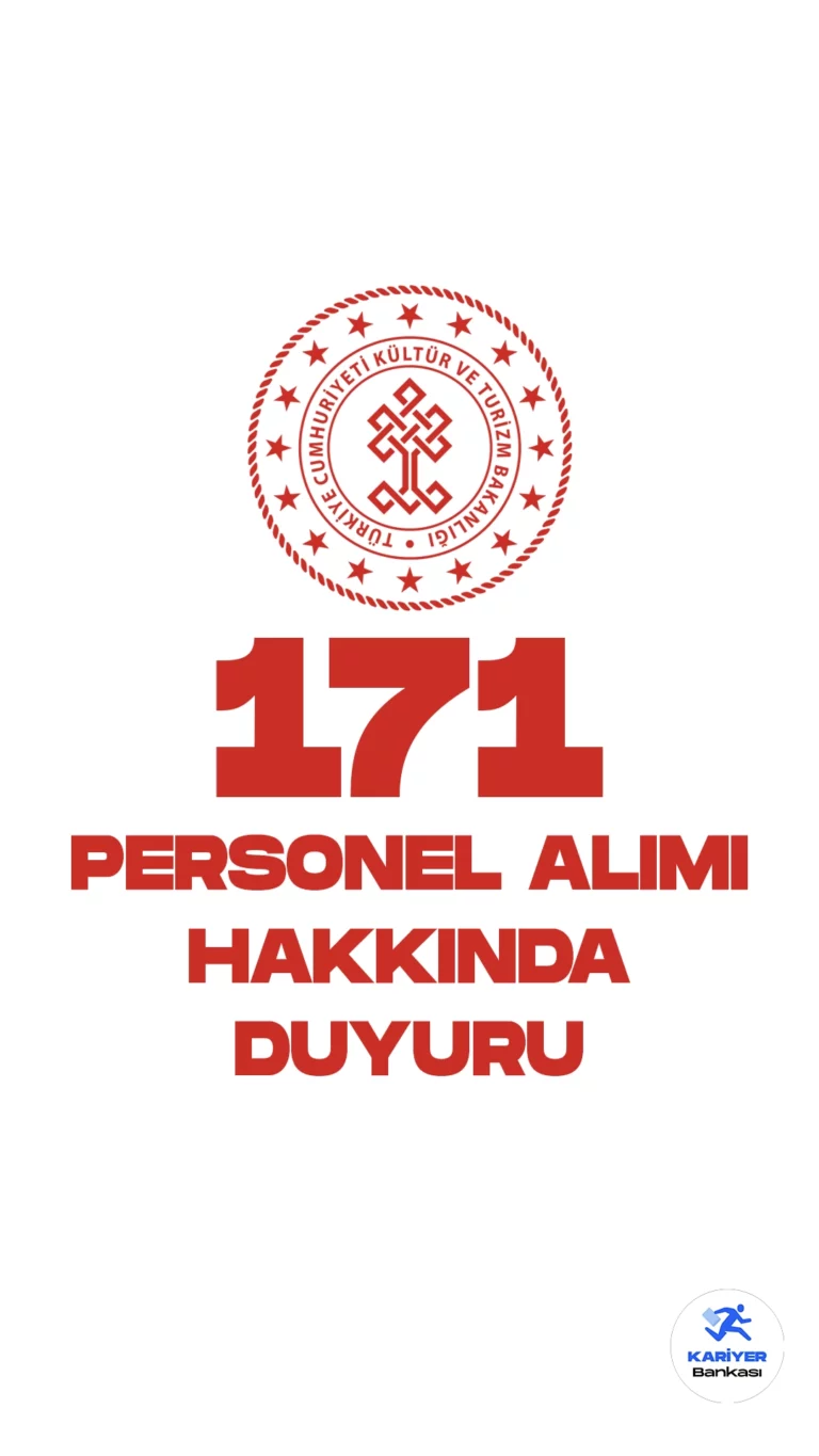 Kültür ve Turizm Bakanlığı 171 Personel Alımı Yedek Adayları Hakkında Duyuru Yayımlandı. Bakanlık resmi sayfasından yayımlanan duyuruda, "Başvuruları elektronik ortamda 23.01.2023- 12.02.2023 tarihleri arasında alınan 171 Sözleşmeli Personel Alımı kapsamında, atamaya esas belgelerini teslim etmeyen, feragat eden ve kriterleri tutmayan adayların yerine yerleştirilen YEDEK ADAYLARIN listeleri aşağıda yer almaktadır." ifadelerine yer verildi.