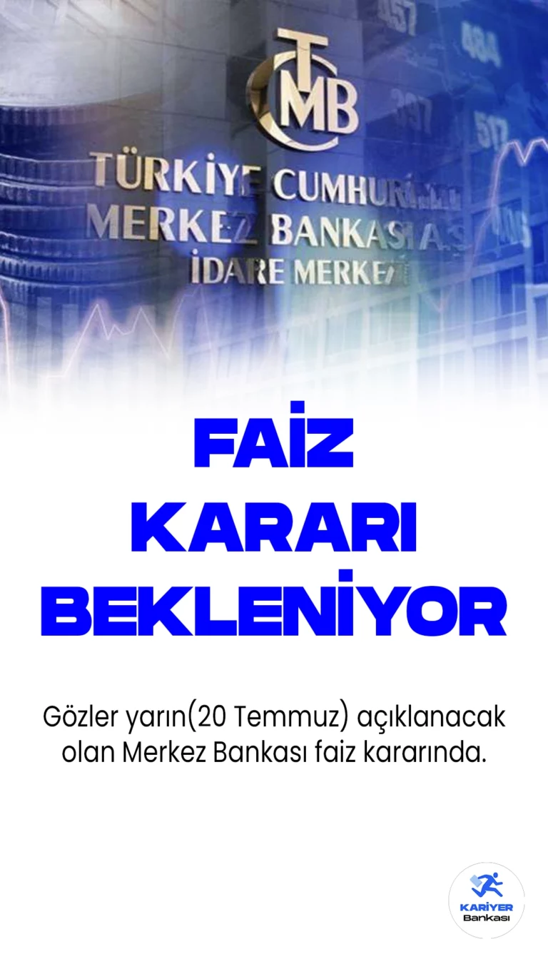 Merkez Bankası Yarın Faiz Kararını Açıklayacak.Merkez Bankası, yarın yapılacak olan Para Politikası Kurulu toplantısında faiz kararını duyuracak. Banka, bir önceki toplantıda politika faizini yüzde 15 seviyesine yükseltmişti.