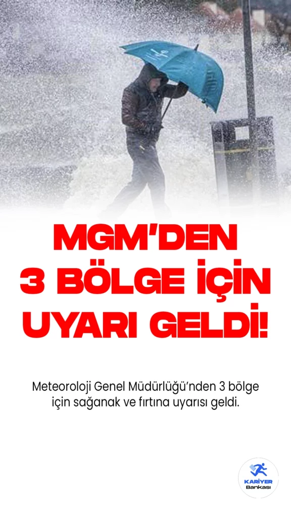 MGM'den 3 Bölge için Sağanak ve Fırtına Uyarısı!.Meteoroloji Genel Müdürlüğü, Doğu Anadolu'nun kuzeydoğusunda gök gürültülü sağanak, Batı Karadeniz'in batısı ile Batı Akdeniz'de ise fırtına beklediğini duyurdu.