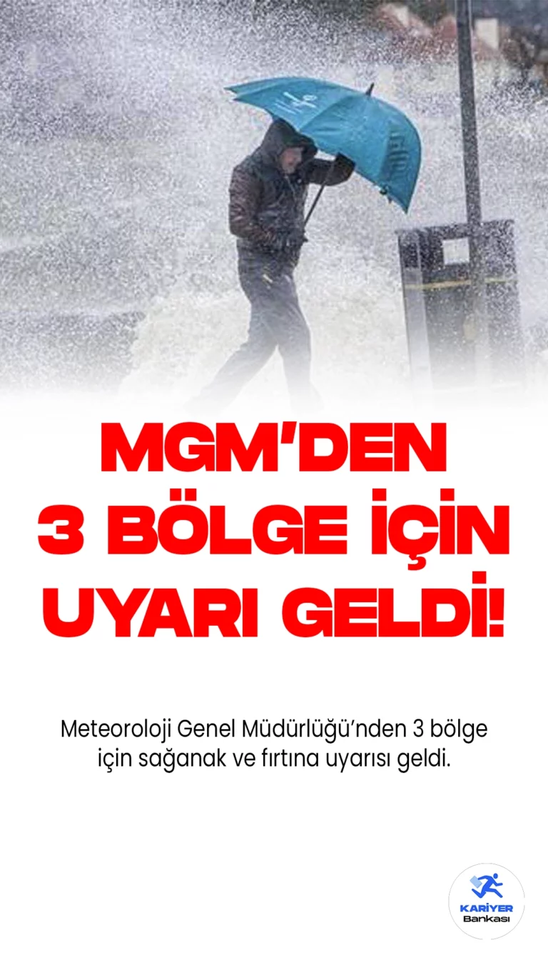 MGM'den 3 Bölge için Sağanak ve Fırtına Uyarısı!.Meteoroloji Genel Müdürlüğü, Doğu Anadolu'nun kuzeydoğusunda gök gürültülü sağanak, Batı Karadeniz'in batısı ile Batı Akdeniz'de ise fırtına beklediğini duyurdu.