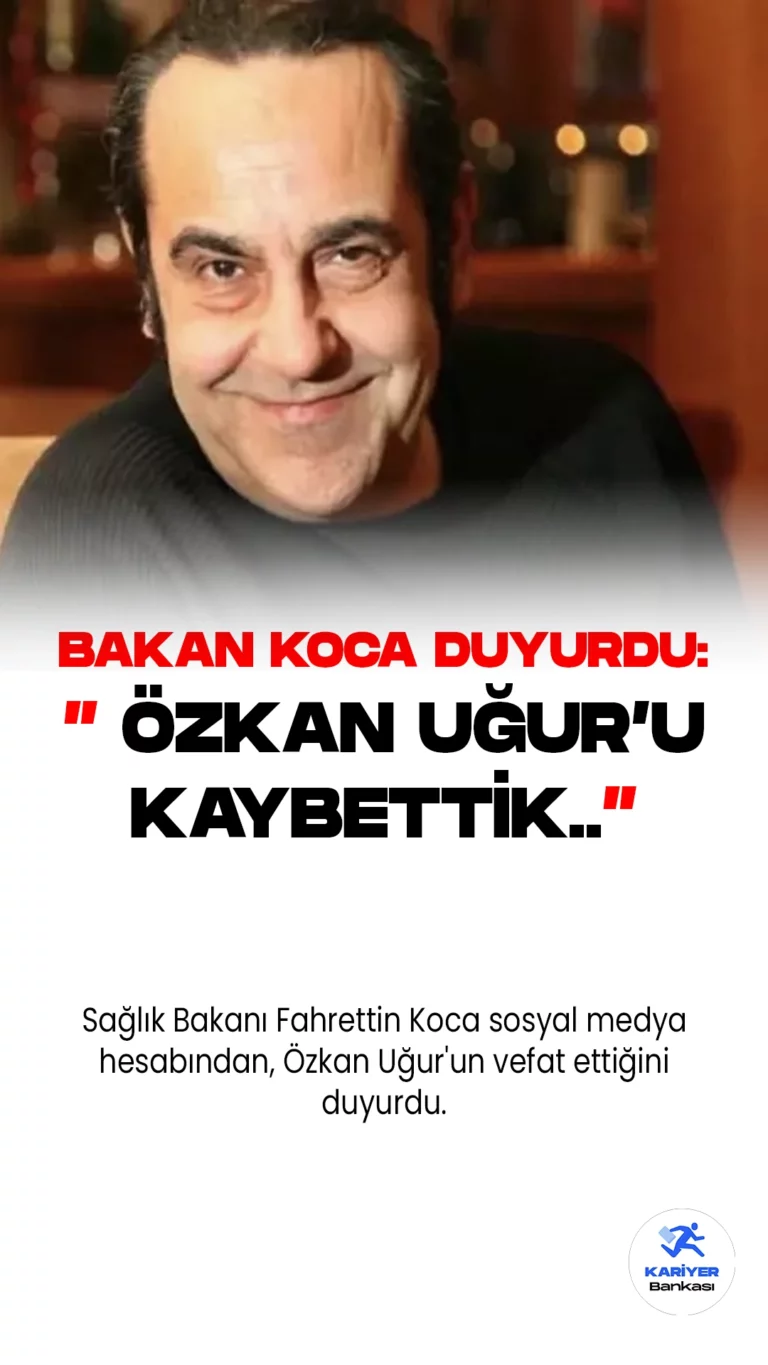 Sanatçı Özkan Uğur Hayatını Kaybetti. Sağlık Bakanı Fahrettin Koca sosyal medya hesabından, Özkan Uğur'un vefat ettiğini duyurdu. Bakan Koca yaptığı duyuruda, "Sevgili Özkan Uğur’u kaybettik. Her kulak verene dost ve kaynağı gönül olagelen bu sesi unutmayacağız. Çok üzgünüz. Kendisine Allah’tan rahmet, ailesine ve sevenlerine başsağlığı diliyorum." ifadelerine yer verdi.