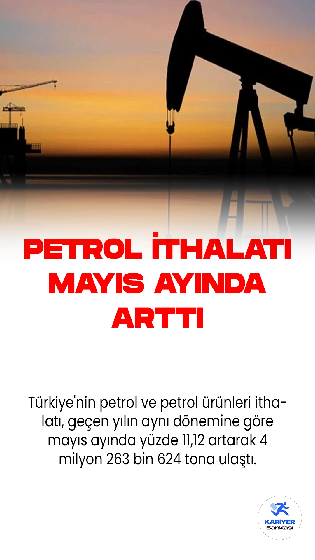 Türkiye'nin Petrol ve Petrol Ürünleri İthalatı Mayıs Ayında Yükseldi.Türkiye'nin petrol ve petrol ürünleri ithalatı, geçen yılın aynı dönemine göre mayıs ayında yüzde 11,12 artarak 4 milyon 263 bin 624 tona ulaştı. Enerji Piyasası Düzenleme Kurumu'nun yayınladığı "Petrol Piyasası Sektör Raporu"na göre, en fazla ithalatı gerçekleştiren ülkeler sırasıyla Rusya, Irak ve Kazakistan oldu.