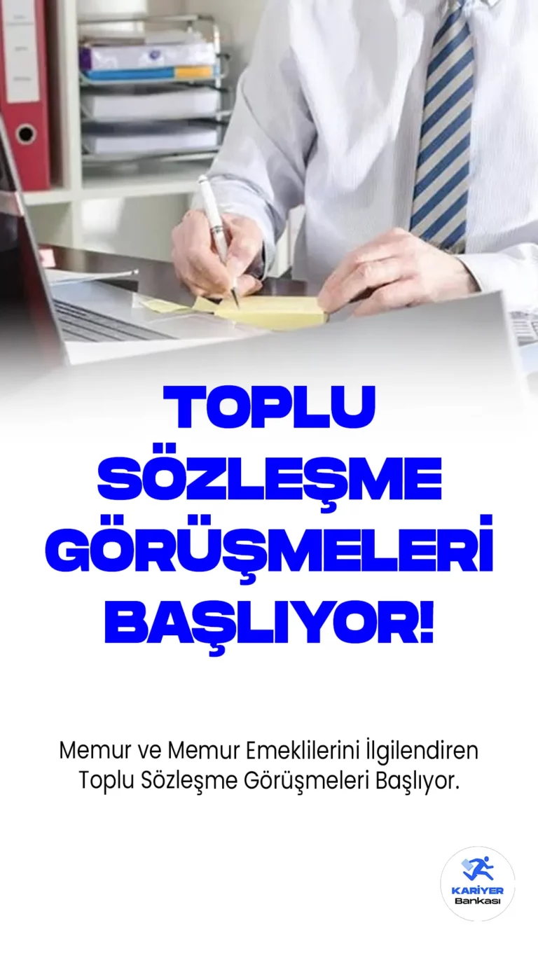Memur ve Memur Emeklilerini İlgilendiren Toplu Sözleşme Görüşmeleri Başlıyor.1 Ağustos itibarıyla başlayacak olan 7. Dönem Kamu Toplu Sözleşmesi görüşmeleri, yaklaşık 4 milyon memur ve 2,5 milyon memur emeklisi için önemli bir aşama olacak. Bu görüşmeler, 2024-2025 yıllarında geçerli olacak mali ve sosyal hakların belirlenmesini amaçlıyor.