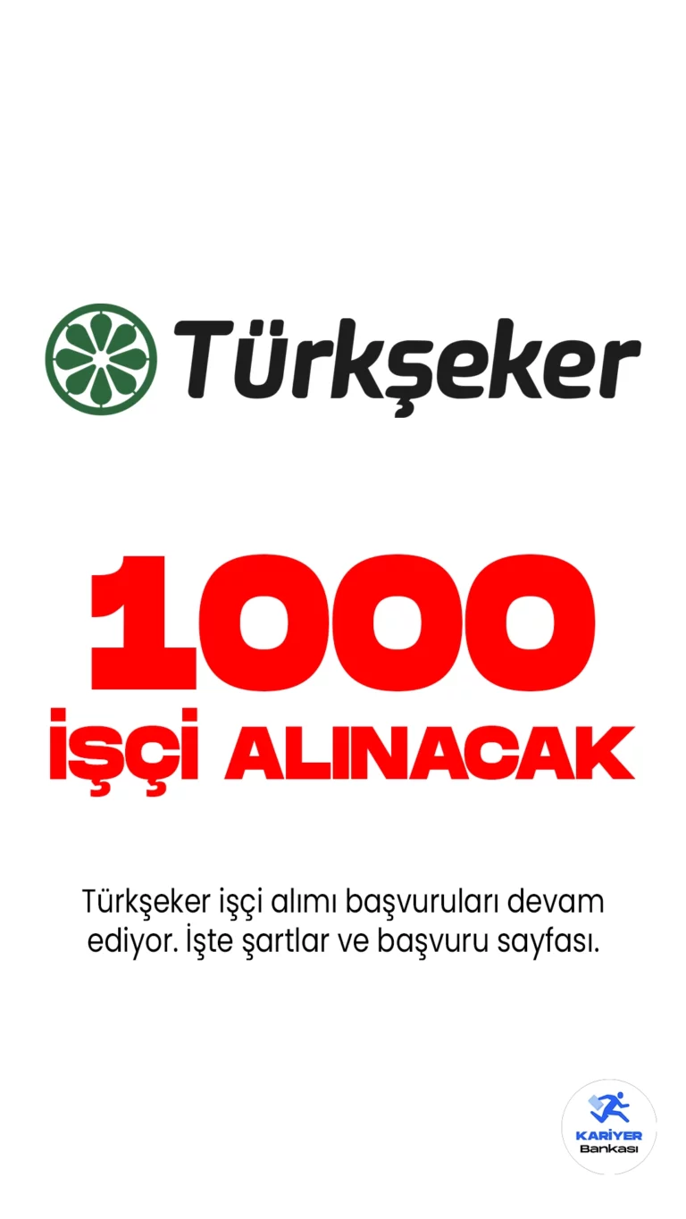Türkşeker İşçi Alımı Başvuruları Sürüyor. Cumhurbaşkanlığı SBB'de yayımlanan duyuruda, Türkşeker'e 1000 geçici işçi alımı yapılacağı aktarılırken, başvuruların 17 Temmuz 2023 tarihine kadar alınacağı kaydedildi. Başvuru yapacak adayların genel şartların yanı sıra, özel şartları da dikkatle incelemesi gerekmektedir.