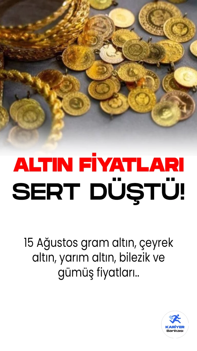 Altın Fiyatları Sert Düştü! İşte 15 Ağustos Altın ve Gümüş Fiyatları..Altın fiyatları geçtiğimiz haftalara göre hızlı bir düşüşle değer kaybetti. Geçtiğimiz haftaya kıyasla 20 TL birden düşen gram altın, bugün 1.656,78 TL'den satılıyor. Serbest piyasalara bakıldığında çeyrek altın 2.798,41 TL’den işlem görürken, yarım altın 5.596,82 TL, tam altın 11.159,40 TL'den satılıyor.