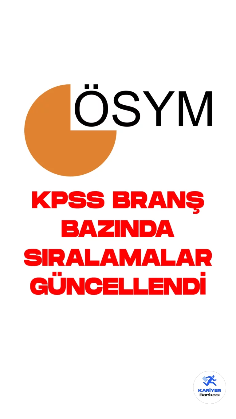 2022-KPSS (Lisans, Ön Lisans ve Ortaöğretim): Branş Bazında Sıralamaların Güncellenmesi Duyurusu. ÖSYM resmi sayfasından 2022 KPSS Branş bazından sıralamarın güncellendiği aktarıldı. Adayların ÖSYM'nin https://ais.osym.gov.tr adresinden T.C. kimlik numaraları ve şifreleriyle güncellenmiş branş sıralamalarını kontrol edebilecekleri kaydedildi.