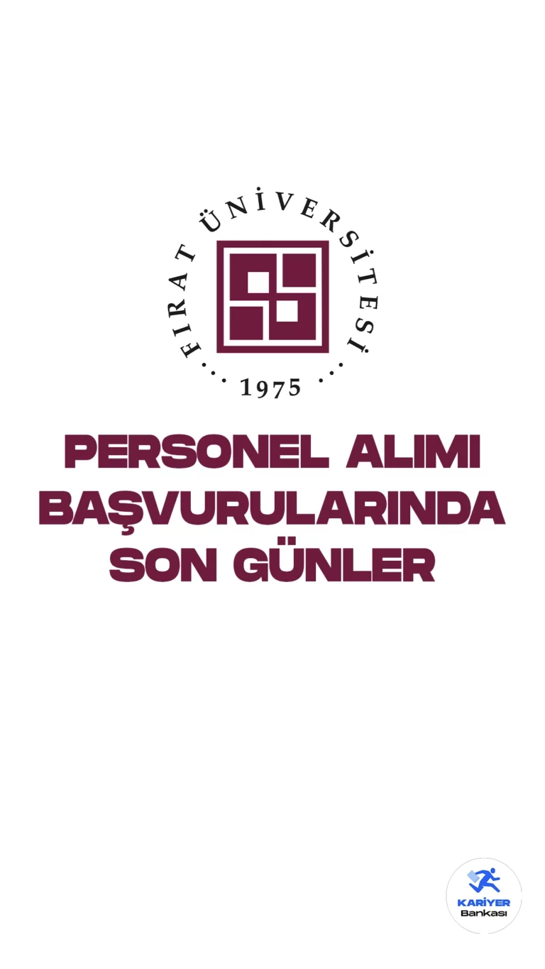 Fırat Üniversitesi Personel Alımı Başvurularında Son Günlere Girildi.İlgili alım duyurusunda, Fırat Üniversitesine tekniker(otomotiv), destek personeli(aşçı, şoför, temizlik hizmetleri) ünvanlarında sözleşmeli personel alımı yapılacağı aktarıldı. Başvurular 17 Ağustos'ta sona eriyor.