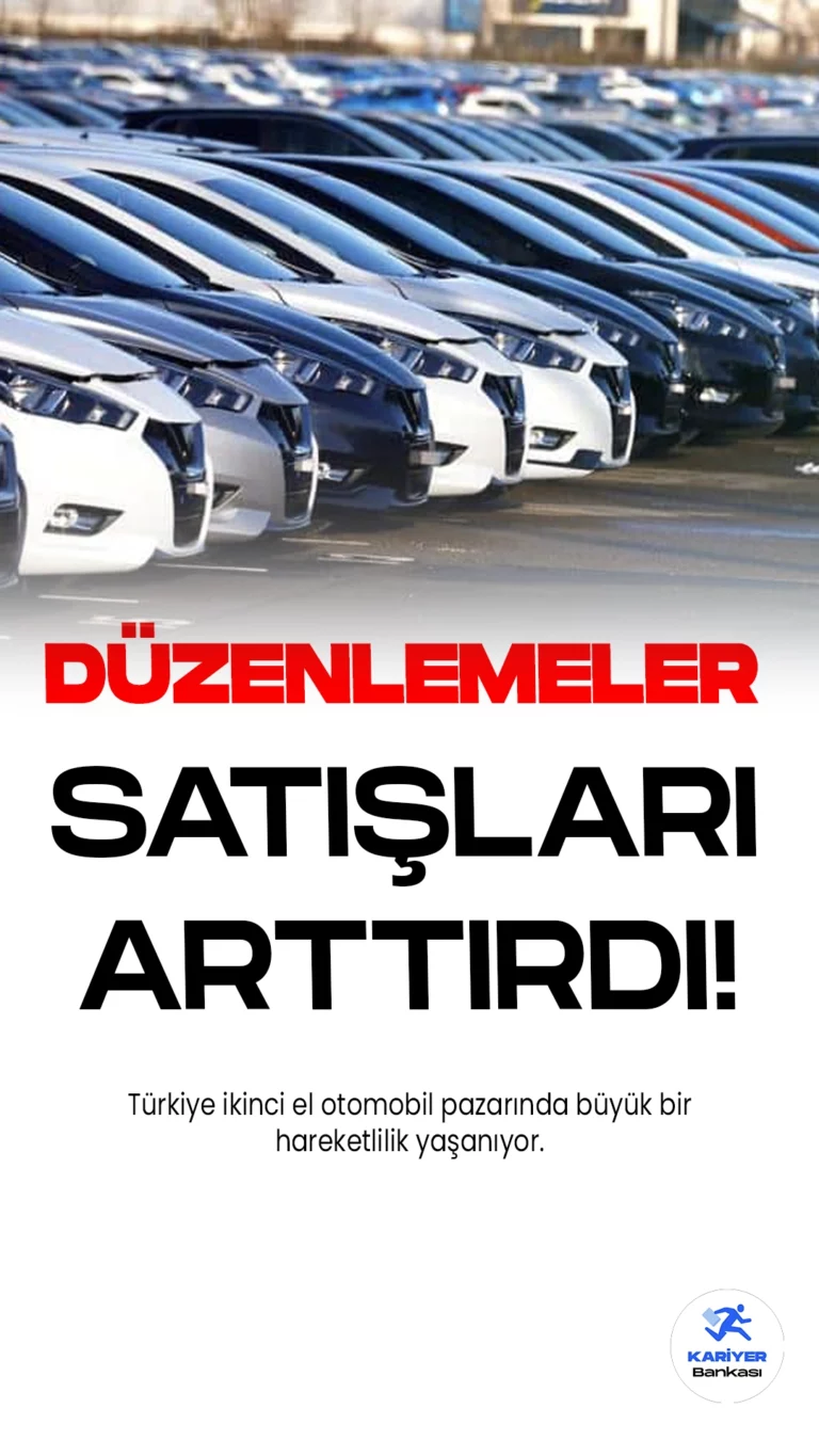 Ticaret Bakanlığı Düzenlemeleri İkinci El Otomobil Satışlarını Artırdı.Türkiye ikinci el otomobil pazarında büyük bir hareketlilik yaşanıyor. Ocak-temmuz dönemindeki verilere göre, geçen yılın aynı dönemine göre ikinci el otomobil satışları %24,7 artarak 4 milyon 486 bin 122'ye ulaştı. Sektör temsilcilerine göre, bu artışta Ticaret Bakanlığı'nın getirdiği düzenlemelerin etkisi büyük.