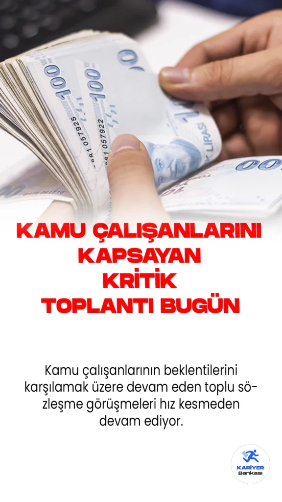 Kamu Çalışanlarının Toplu Sözleşme Görüşmeleride Son Toplantı Bugün Yapılacak.Kamu çalışanlarının beklentilerini karşılamak üzere devam eden toplu sözleşme görüşmeleri hız kesmeden devam ediyor. Görüşmelerin ilerleyişine dair önemli gelişmeler yaşanıyor. Bugün, görüşmelerin sonlandırılacağı kritik toplantıya gelindi. Bu toplantıda alınacak kararlar, milyonlarca kişiyi etkileyecek.
