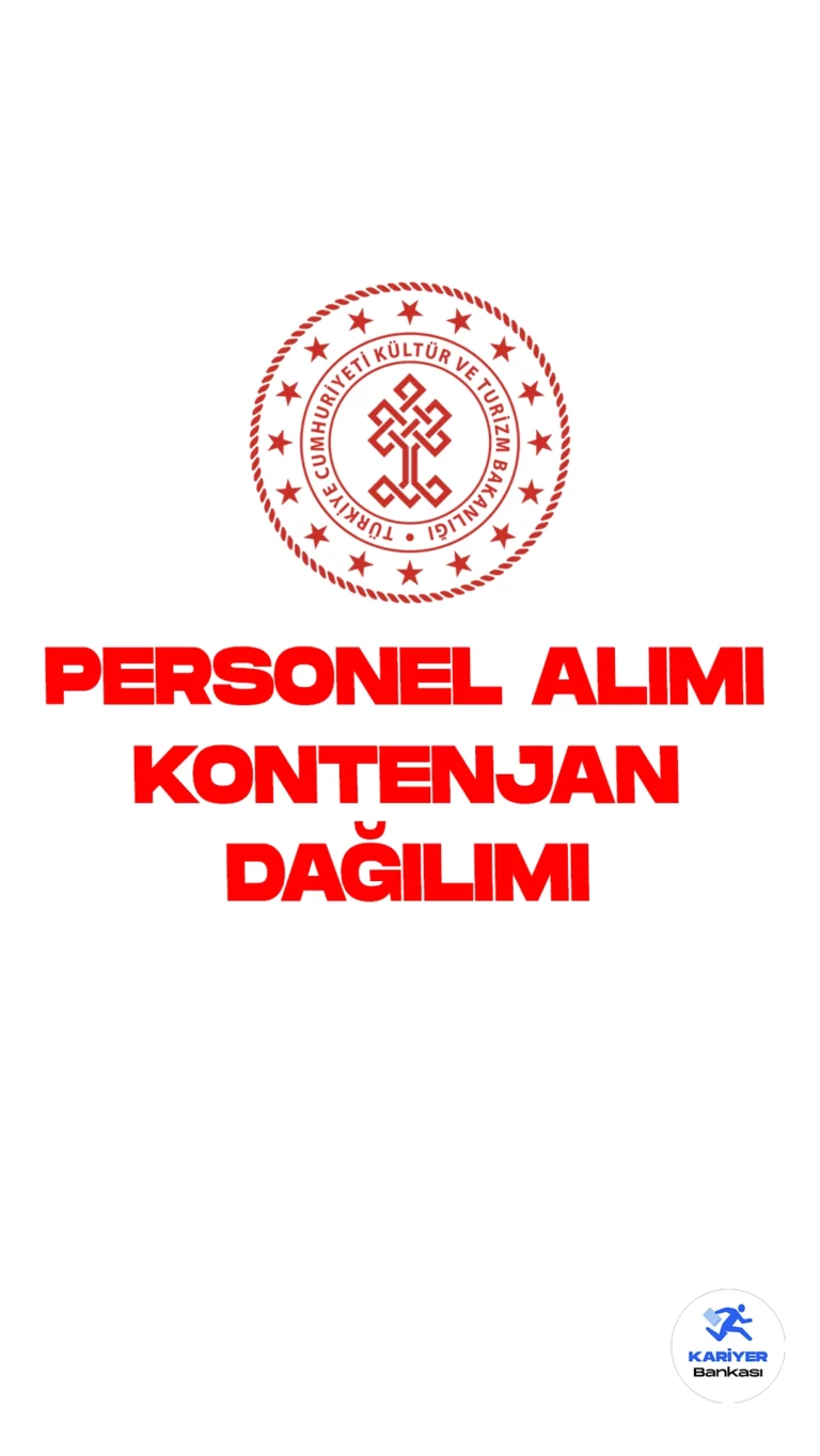 Kültür ve Turizm Bakanlığı personel alımı için başvuru işlemleri devam ediyor. Resmi Gazete ve Bakanlık resmi sayfasından yayımlanan duyuruya göre,  büro personeli, koruma ve güvenli görevlisi, destek personeli ünvanlarında sözleşmeli personel alınacak. Başvurular 28 Ağustos 2023 tarihine kadar sürecek.