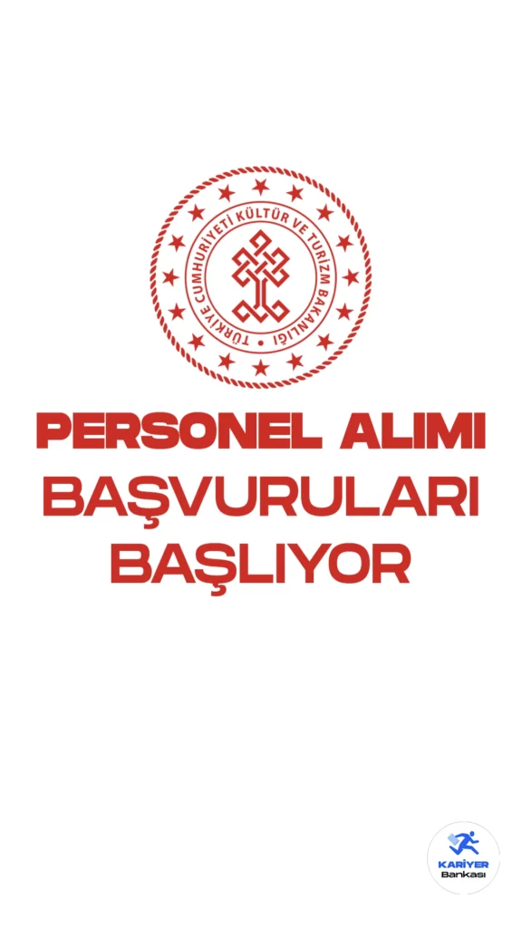 Kültür ve Turizm Bakanlığı 86 Personel Alımı Başvuruları 14 Ağustos'ta Başlıyor. Resmi Gazete'de yayımlanan duyuruda, Kültür ve Turizm Bakanlığına büro personeli, koruma ve güvenlik görevlisi, destek personeli ünvanlarında olmak üzere 86 sözleşmeli personel alımı yapılacağı kaydedildi.