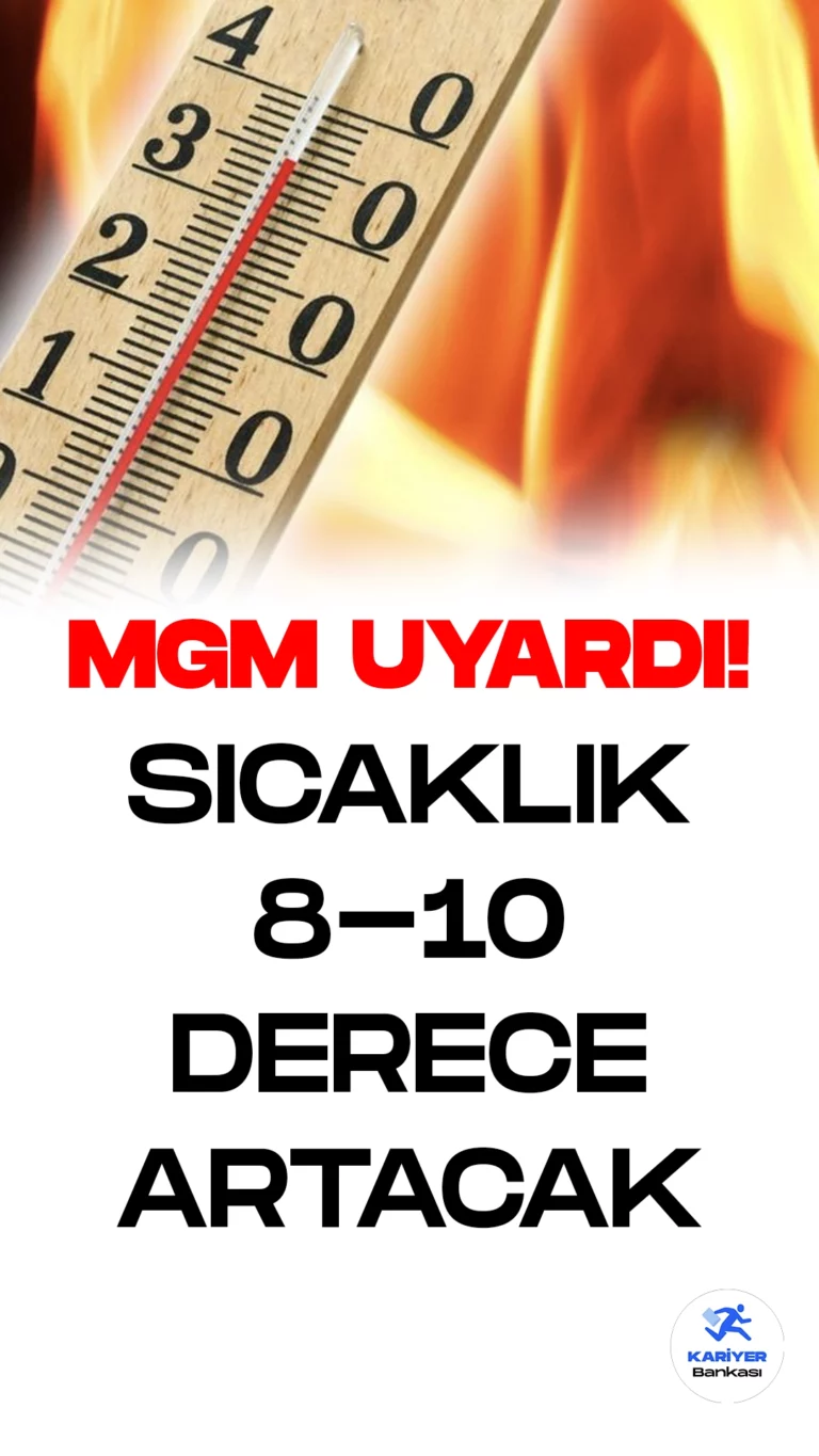 MGM Uyardı: Sıcaklık 10 Dereceye Kadar Artacak.Geçtiğimiz hafta ülkenin çoğu bölgesinde hava sıcaklıkları mevsim normallerine uygun seyretti. Ancak bu hafta, sıcaklık daha da yükselerek mevsim normallerinin 8 ila 10 derece üzerine çıkacak. Özellikle Başkent Ankara'da termometreler 39 dereceyi, Güneydoğu Anadolu Bölgesi'nde ise 45 dereceyi gösterecek.