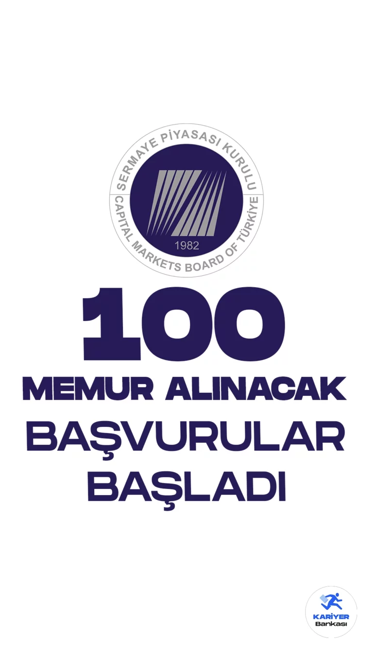 Sermaye Piyasası Kurulu (SPK) memur alımı başvuru işlemleri başladı. İlgili alım duyurusunda, SPK'ya sınavla 100 memur alımı yapılacağı aktarılırkeni, başvuru yapacak adayların genel ve özel şartları dikkatle incelemesi gerektiği kaydedildi. Başvurular 11 Eylül 2023 tarihine kadar alınacak.