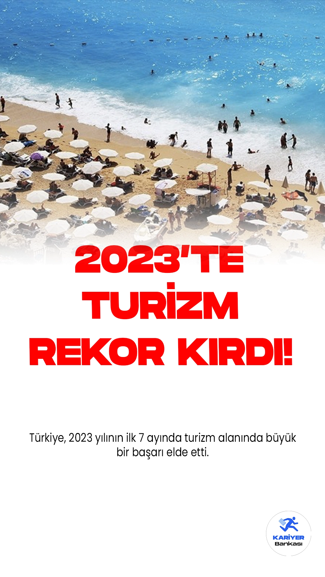 Türkiye Turizmi 2023 Yılında Rekor Kırdı.Türkiye, 2023 yılının ilk 7 ayında turizm alanında büyük bir başarı elde etti. Toplamda 30 milyon 93 bin 446 ziyaretçiyi ağırlayarak, 2019 yılında kaydedilen 26 milyon 524 bin rakamını geride bıraktı.