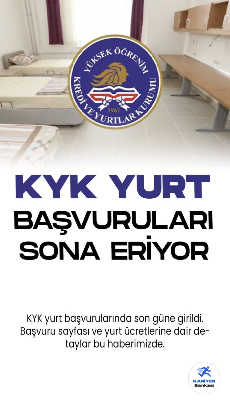 KYK yurt başvurularında son güne girildi. Gençlik ve Spor Bakanlı Osman Aşkın Bak'ın açıklamasıyla 29 Ağustos'ta başlayan KYK yurt başvuruları, bugün(2 Eylül) itibarıyla sona erecek.Başvuru sayfası ve yurt ücretlerine dair detaylar bu haberimizde.