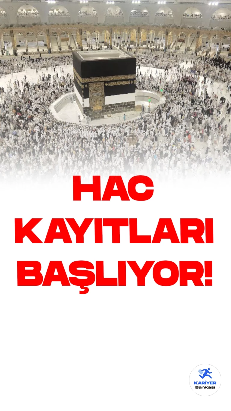 2024 Hac Ön Kayıtları Başlıyor.Diyanet İşleri Başkanlığı, 2024 yılında gerçekleştirilecek olan Hac Organizasyonu için başvuruların alınacağı tarihi duyurdu. Başkanlık, bu kutsal yolculuğa katılmak isteyen vatandaşlar için ön kayıt işlemlerini 13 Eylül'de başlatıyor.