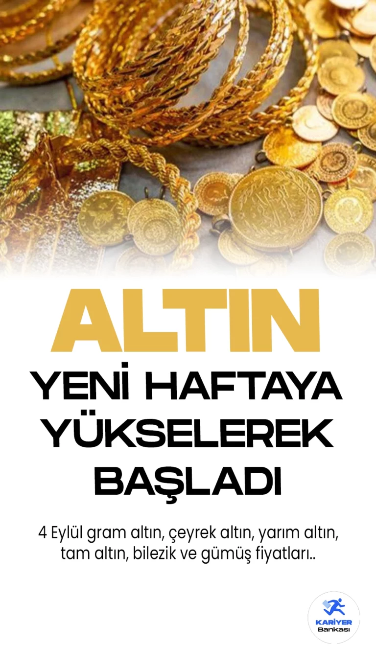 Altın Fiyatları Yeni Haftaya Yükselere Başladı! İşte 4 Eylül Altın ve Gümüş Fiyatları..Bu sabah itibarıyla serbest piyasalara bakıldığında gram altın 1.673,12 TL, çeyrek altın 2.779,18 TL’den işlem görürken, yarım altın 5.558,36 TL, tam altın 11.082,72 TL’den satılıyor.