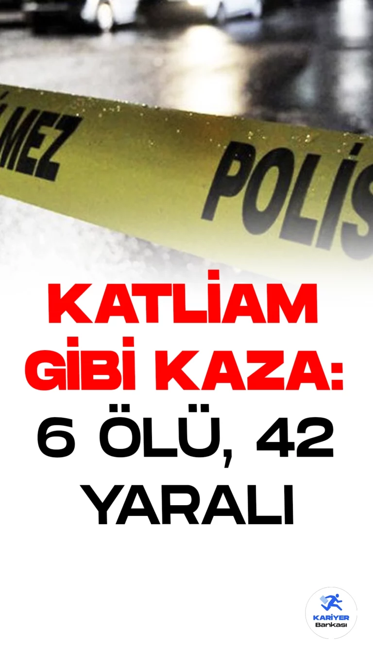 Denizli'de Kum Yüklü Kamyon ile Otobüs Çarpıştı: 6 Ölü, 42 Yaralı.Denizli'nin Honaz ilçesinde meydana gelen trafik kazasında, kum yüklü kamyonun kontrolünü kaybederek, karşı şeride geçerek otobüse çarpması sonucunda, 6 kişi hayatını kaybetti ve 42 kişi yaralandı.