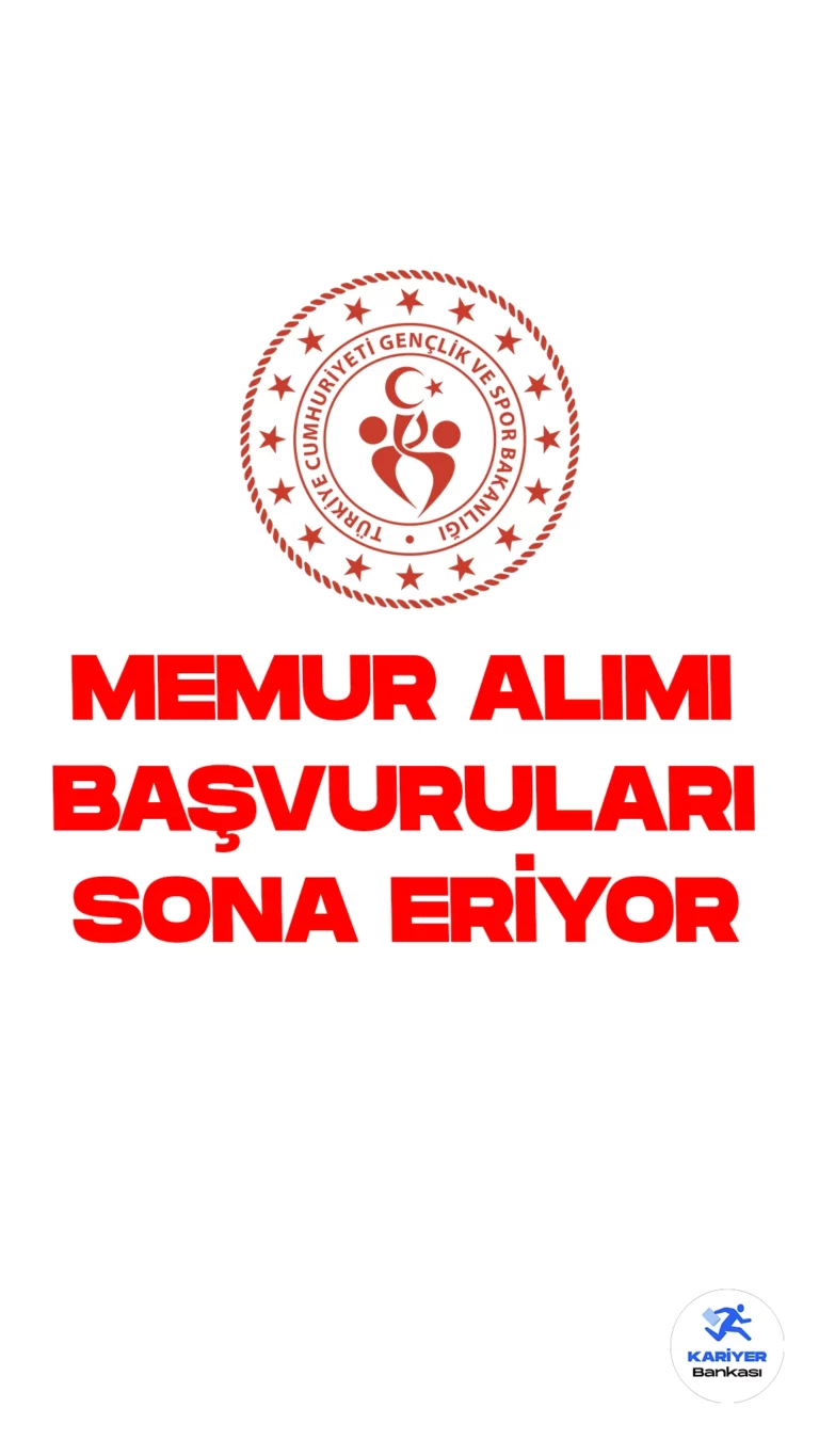 Gençlik ve Spor Bakanlığı (GSB) memur alımı başvurularında sona gelindi. İlgili alım duyurusunda, Gençlik ve Spor Bakanlığına sınavla 25 müfettiş yardımcısı alımı yapılacağı aktarıldı. Başvurular yarın (11 Eylül) sona erecek. Başvuru yapacak adayların genel ve özel şartları dikkatle incelemesi gerekmektedir.