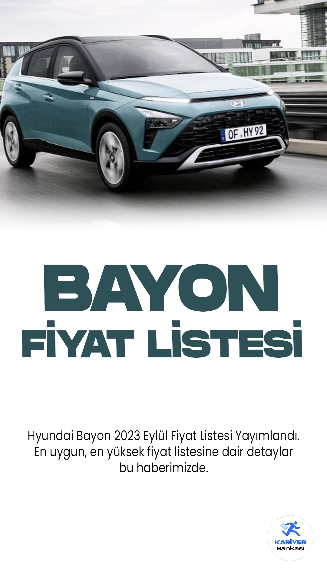Hyundai Bayon 2023 Eylül Fiyat Listesi Yayımlandı. Hyundai, kompakt SUV segmentine etkileyici bir katkı sunmaya devam ediyor ve yeni Bayon modeliyle otomobil severleri büyülemeye hazırlanıyor. Bayon, şık ve dinamik tasarımıyla dikkat çekiyor. İç mekanında ferah bir atmosfer sunan araç, yüksek kaliteli malzemelerle donatılmış.