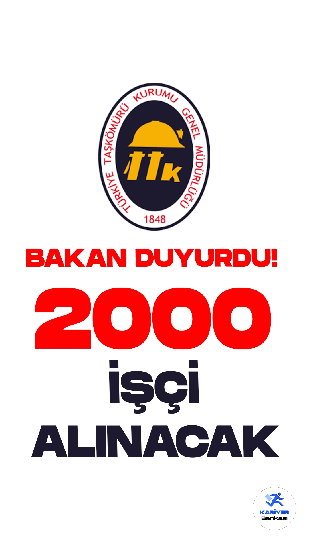 TKK 2000 İşçi Alımı Başvuru Süreci Başlıyor! Uzun zamandır başvuruların başlaması beklenen, Türkiye Taş Kömürü 2 bin işçi alımıyla ilgili açıklama Enerji Bakanından geldi.