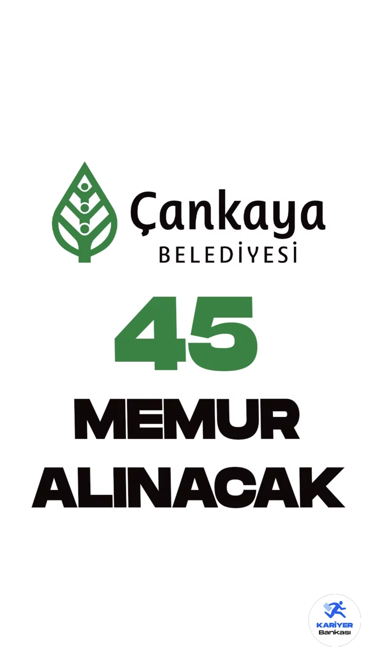 Çankaya Belediyesi memur alımı duyurusu yayımlandı. Cumhurbaşkanlığı SBB'de yayımlanan duyuruda, Çankaya(Ankara) Belediyesine VHKİ, veznedar, tahsildar, memur, çocuk gelişimcisi, hizmetli ve zabıta memuru ünvanlarında 45 memur alımı yapılacağı aktarıldı. Başvuru yapacak adayların genel şartların yanı sıra, özel şartları da dikkatle incelemesi gerekmektedir.