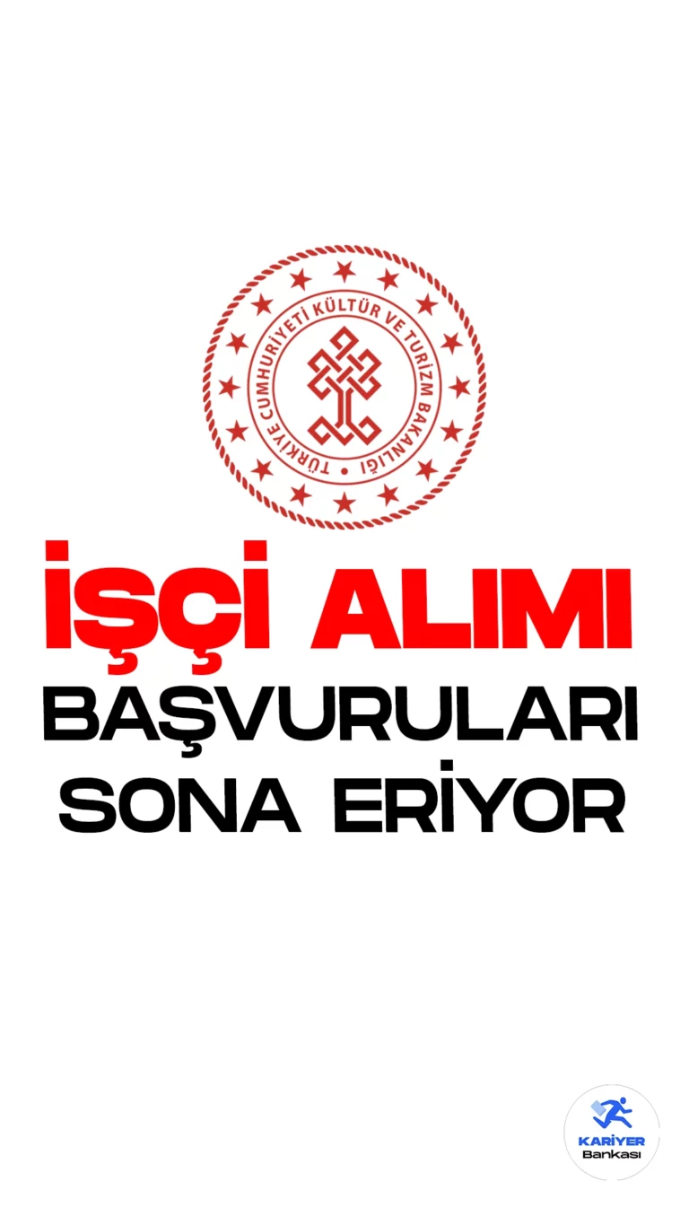 Kültür ve Turizm Bakanlığı 47 İşçi Alımı Başvuruları Sona Eriyor. Bakanlık resmi sayfasından yayımlanan duyuruda, Kültür ve Turizm Bakanlığına büro görevlisi, koruma ve güvenlik görevlisi, şoför, teknisyen, destek personeli, avukat, şehir plancısı, mimari peyzaj mimarı, mühendis, biyolog, idari uzman ve iç denetçi ünvanlarında sürekli işçi alımı yapılacağı aktarıldı. Başvurular yarın( 29 Eylül) sona erecek. Başvuru yapacak adayların genel şartların yanı sıra, özel şartları da dikkatle incelemesi gerektiği kaydedildi.